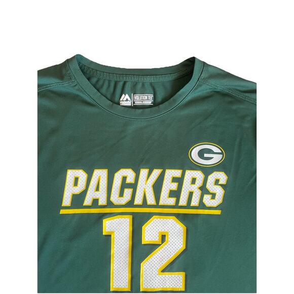 Green Bay Packers Jersey Aaron Rogers #12 NFL Size READ Green Majestic Cool Base - Picture 1 of 5